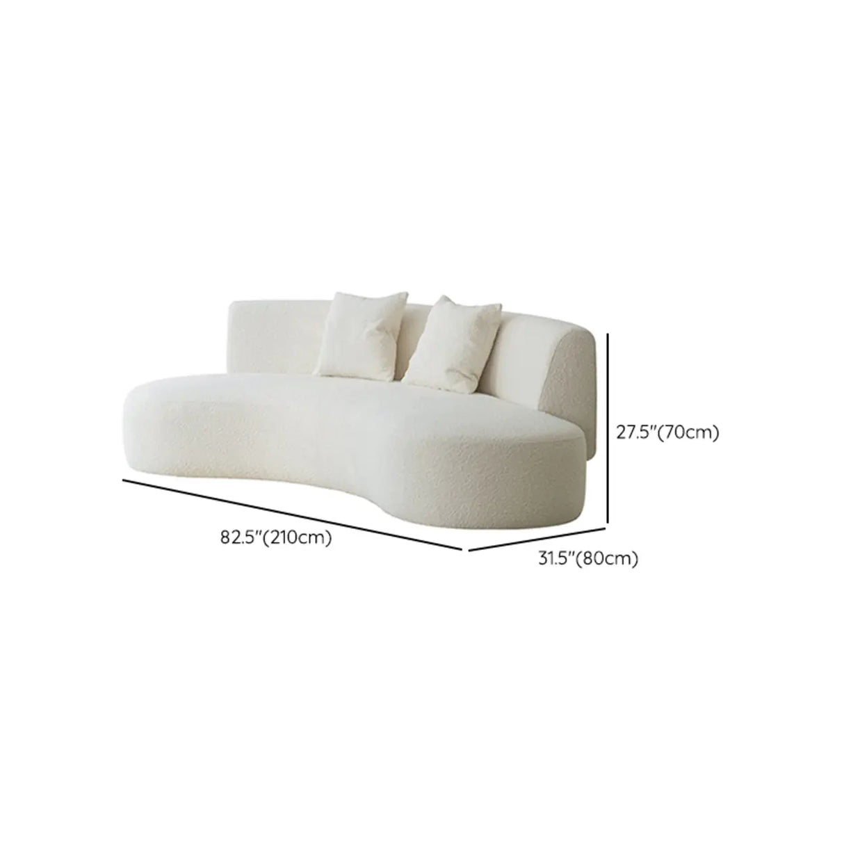 Scandinavian White Sherpa Fabric Tight Back Sofa Image - 11