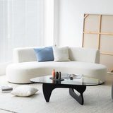 Scandinavian White Sherpa Fabric Tight Back Sofa Image - 2