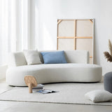 Scandinavian White Sherpa Fabric Tight Back Sofa Image - 3