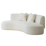 Scandinavian White Sherpa Fabric Tight Back Sofa Image - 5