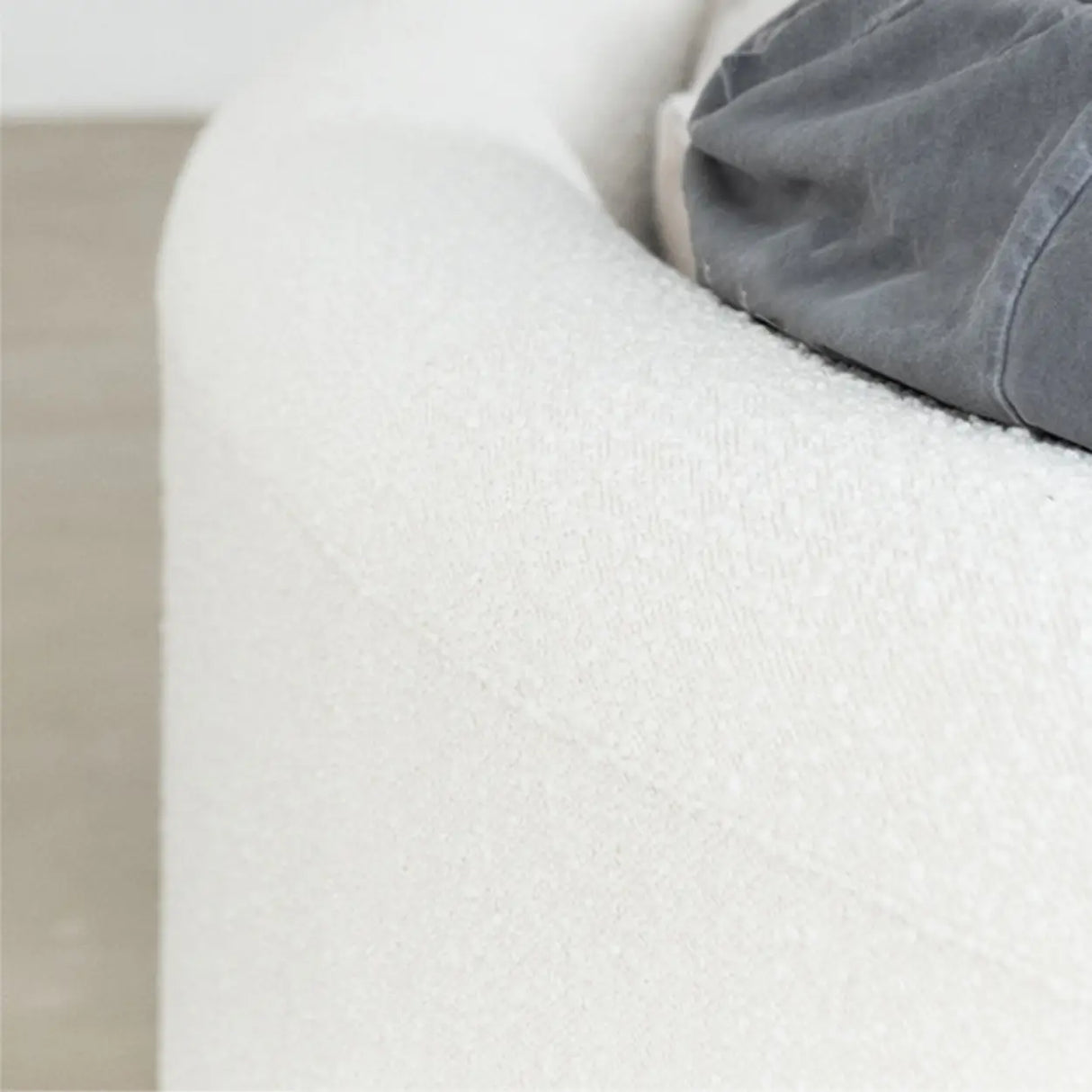 Scandinavian White Sherpa Fabric Tight Back Sofa Image - 6