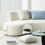 Scandinavian White Sherpa Fabric Tight Back Sofa Image - 7