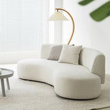 Scandinavian White Sherpa Fabric Tight Back Sofa Image - 9