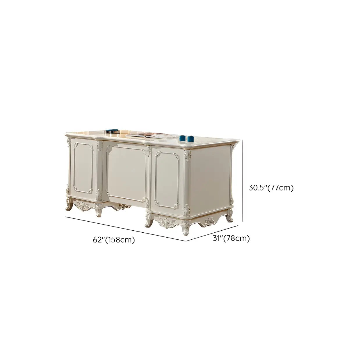 Scandinavian White Wood Drawers Storage Computer Desk 