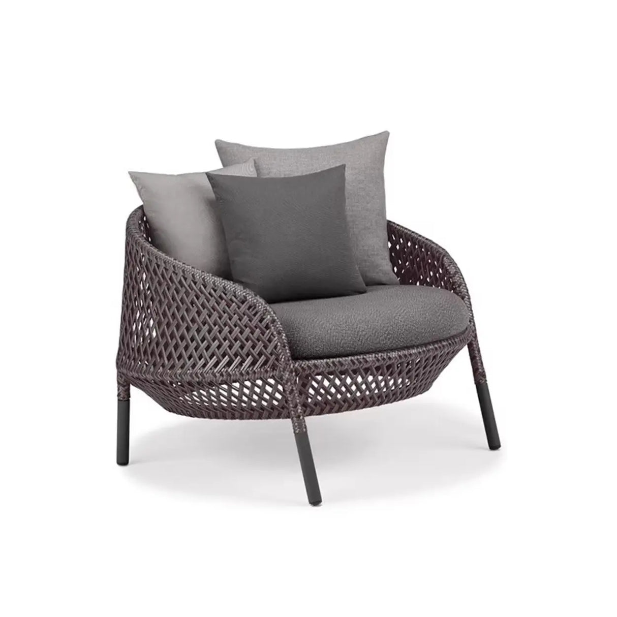 Scandinavian Wicker Gray Patio Sofa Set with Cushions Image - 10