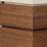 Scandinavian Wood Brown and Beige Nightstand with Drawers Image - 11