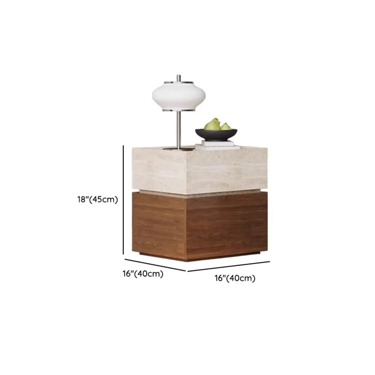 Scandinavian Wood Brown and Beige Nightstand with Drawers 
