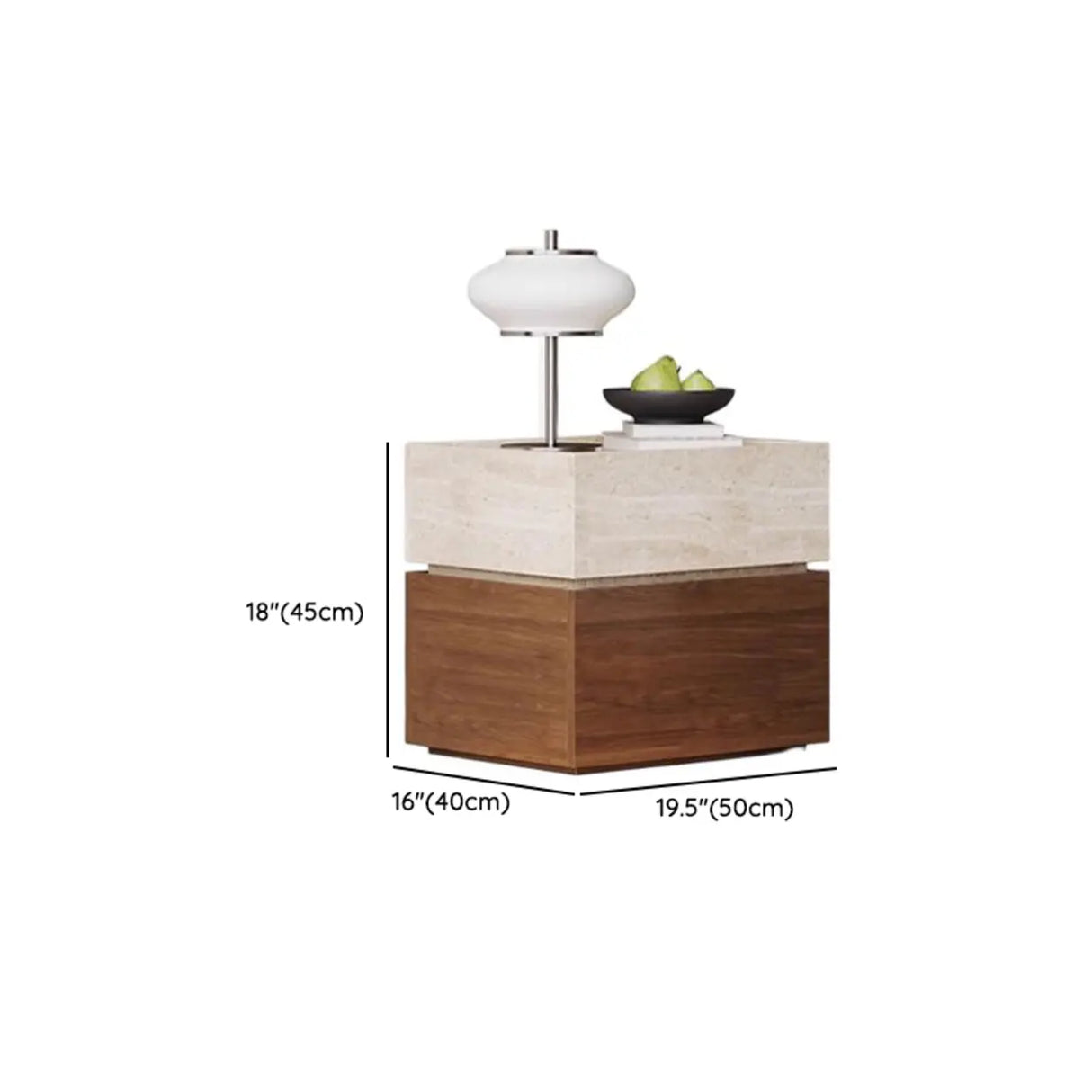 Scandinavian Wood Brown and Beige Nightstand with Drawers Image - 14