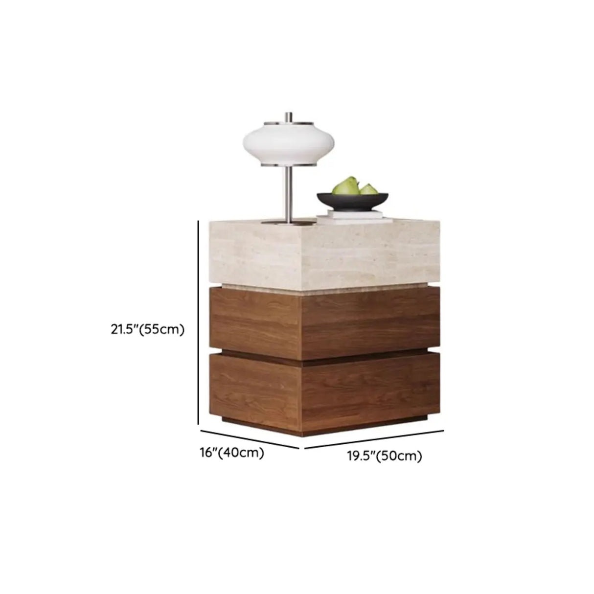 Scandinavian Wood Brown and Beige Nightstand with Drawers Image - 15