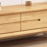 Scandinavian Wood Color Open Storage Drawers TV Stand Image - 10