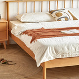 Scandinavian Wood Color Queen Headboard Wood Slat Bed Image - 6
