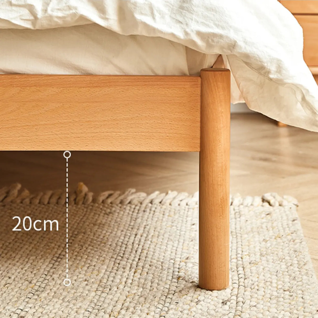 Scandinavian Wood Color Queen Headboard Wood Slat Bed Image - 12