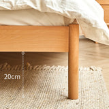 Scandinavian Wood Color Queen Headboard Wood Slat Bed Image - 12