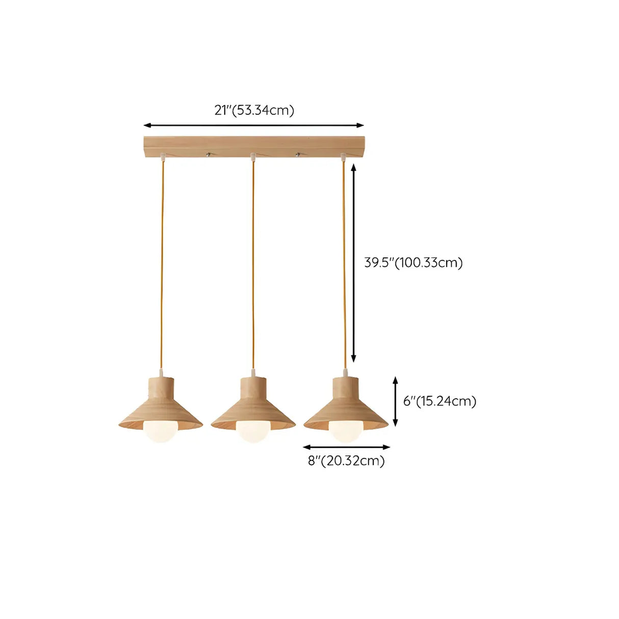 Scandinavian Wood Cone LED Kitchen Island Lights 
