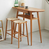 Scandinavian Wood Counter Height Bar Table with Storage Shelf Image - 3