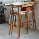 Scandinavian Wood Counter Height Bar Table with Storage Shelf Image - 4