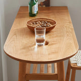 Scandinavian Wood Counter Height Bar Table with Storage Shelf Image - 6