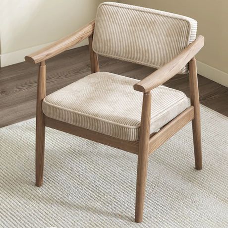 Scandinavian Wood Dining Chair with Padded Fabric Seat Image - 1