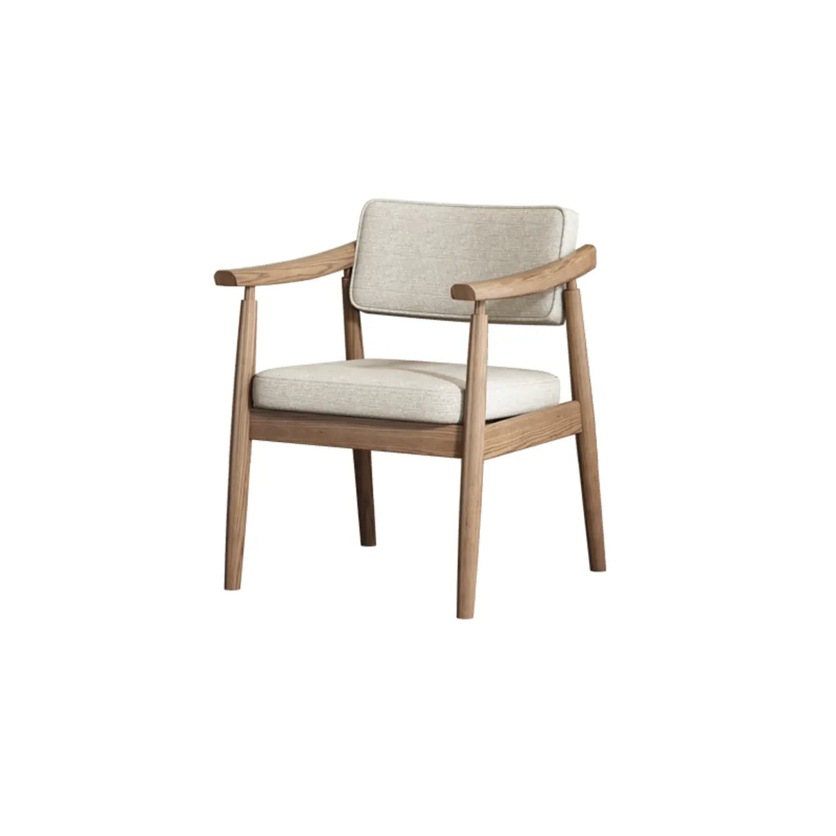 Scandinavian Wood Dining Chair with Padded Fabric Seat Image - 11