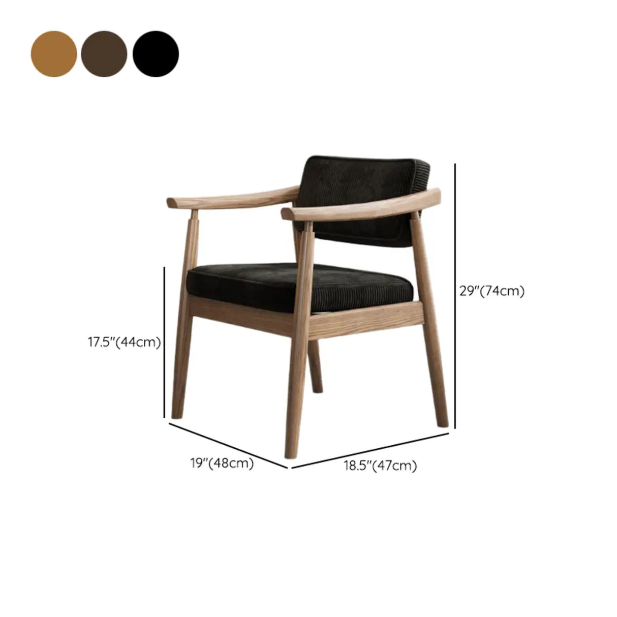 Scandinavian Wood Dining Chair with Padded Fabric Seat 