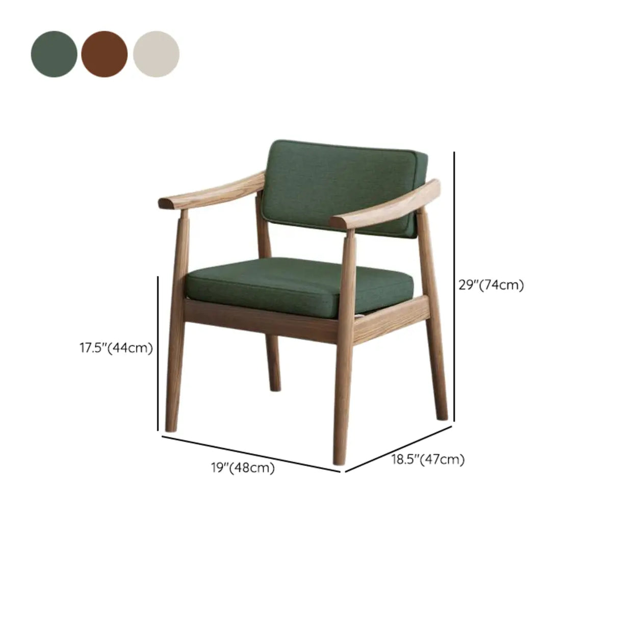 Scandinavian Wood Dining Chair with Padded Fabric Seat Image - 13