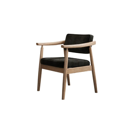 Scandinavian Wood Dining Chair with Padded Fabric Seat Image - 2