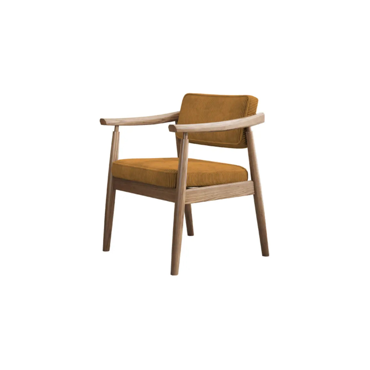Scandinavian Wood Dining Chair with Padded Fabric Seat Image - 5