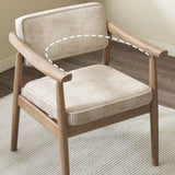 Scandinavian Wood Dining Chair with Padded Fabric Seat Image - 6