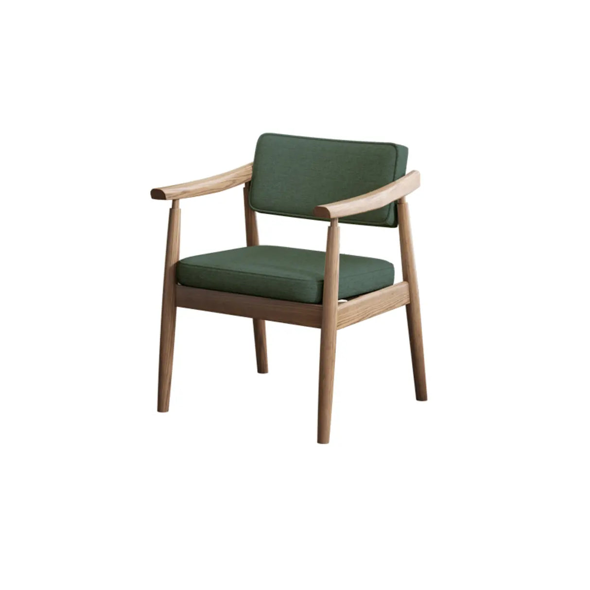 Scandinavian Wood Dining Chair with Padded Fabric Seat Image - 7