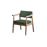Scandinavian Wood Dining Chair with Padded Fabric Seat Image - 7