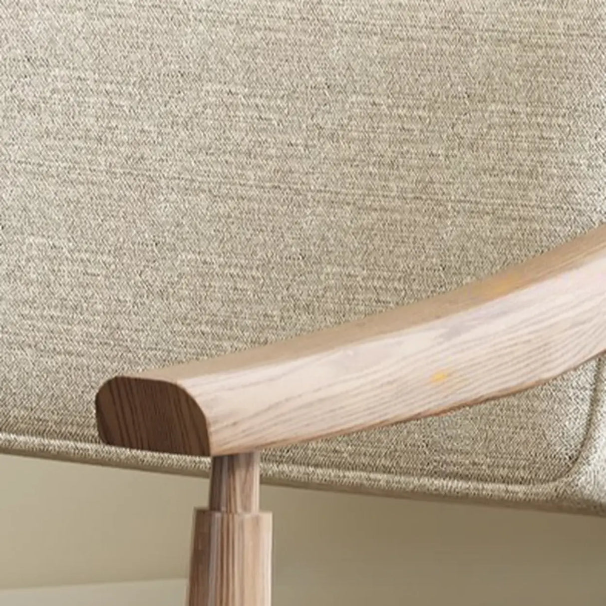 Scandinavian Wood Dining Chair with Padded Fabric Seat Image - 8