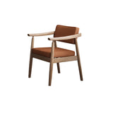 Scandinavian Wood Dining Chair with Padded Fabric Seat Image - 9