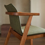 Scandinavian Wood Faux Leather Upholstered Arm Dining Chair Image - 10