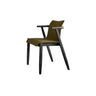Scandinavian Wood Faux Leather Upholstered Arm Dining Chair Image - 11