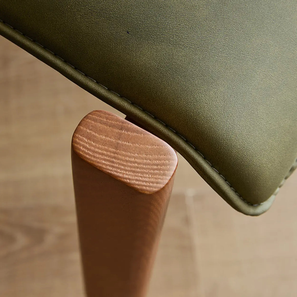 Scandinavian Wood Faux Leather Upholstered Arm Dining Chair Image - 16