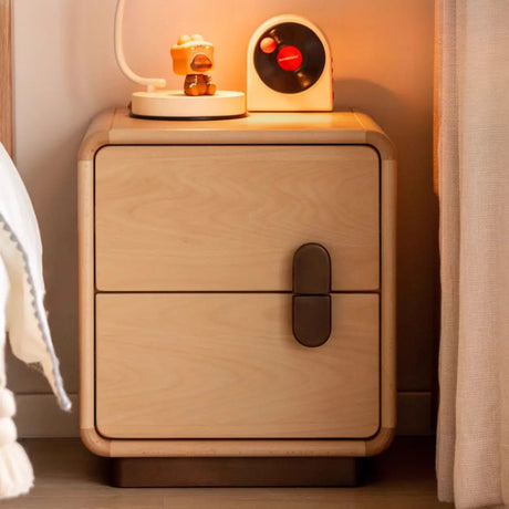Scandinavian Wood Natural Small Drawer Kids Nightstand Image - 1