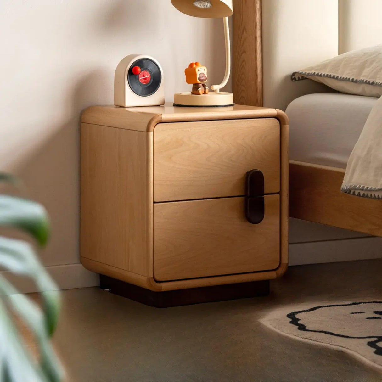 Scandinavian Wood Natural Small Drawer Kids Nightstand Image - 3