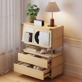 Scandinavian Wood Small Vertical Bookshelf with Drawers Image - 1