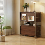 Scandinavian Wood Small Vertical Bookshelf with Drawers Image - 3