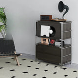 Scandinavian Wood Small Vertical Bookshelf with Drawers Image - 5