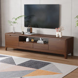 Scandinavian Wood TV Stand with Storage Drawers Image - 2