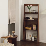 Scandinavian Wood Vertical Open Back Ladder Bookshelf Image - 5