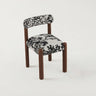 Black Scandinavian Wooden Houndstooth Upholstery Dining Chair Image - 5