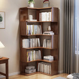 Scandinavian Wooden Vertical Corner L-Shaped Bookshelf Image - 1