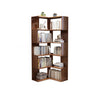 Scandinavian Wooden Vertical Corner L-Shaped Bookshelf Image - 2