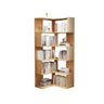 Scandinavian Wooden Vertical Corner L-Shaped Bookshelf Image - 3