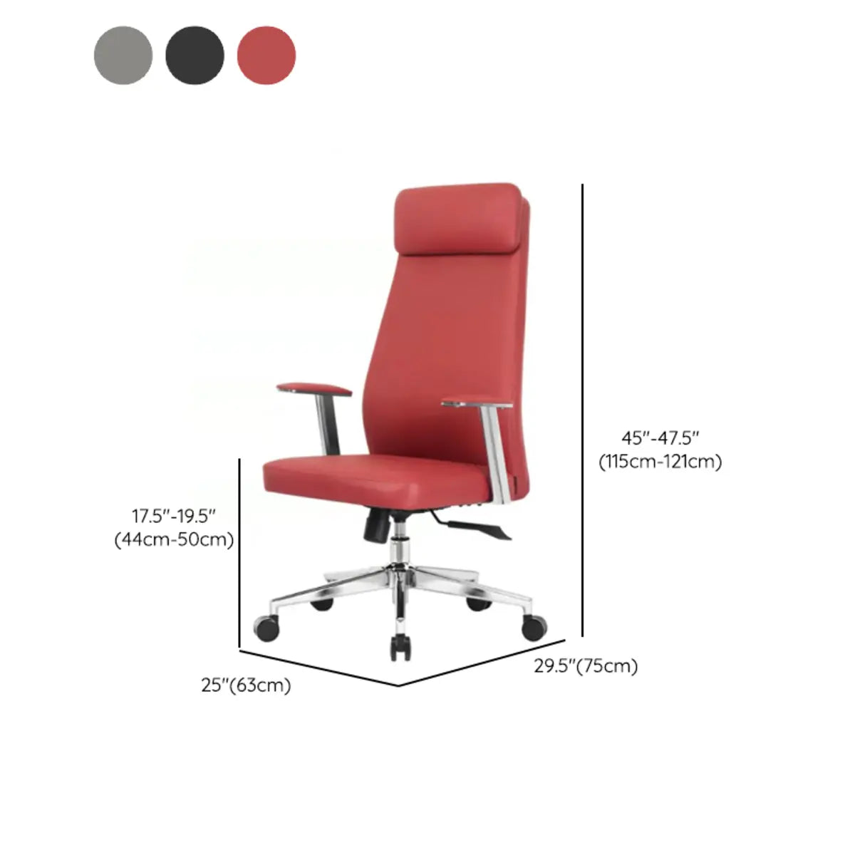 Scarlet Adjustable  Ergonomic Leather Swivel Office Chair 