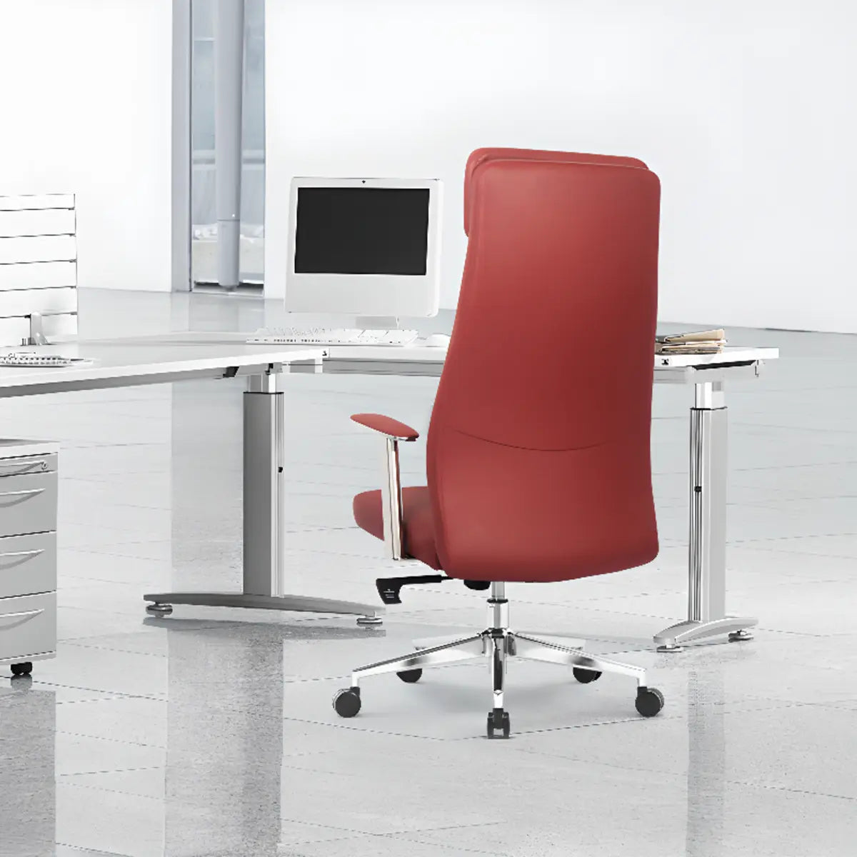 Scarlet Adjustable  Ergonomic Leather Swivel Office Chair Image - 6