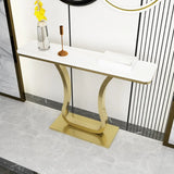 Scratch-proofed Pedestal Base Modish Stone Console Table Image - 2