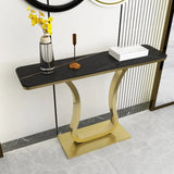 Scratch-proofed Pedestal Base Modish Stone Console Table Image - 3